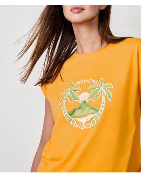 Orangegelbes Gummi-T-Shirt