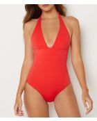 Costume da bagno intero rosso Sculpt senza ferretto senza scocca