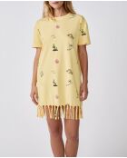 Arizonalove lichtgele korte jurk met korte mouwen