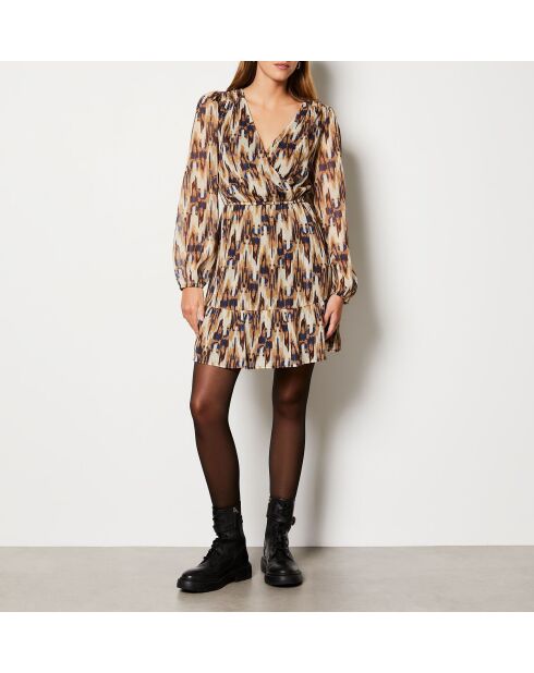 Lila jurk met veelkleurige print