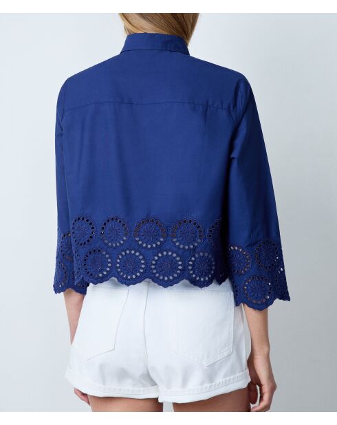 Navyblaues besticktes Hemd Victorine