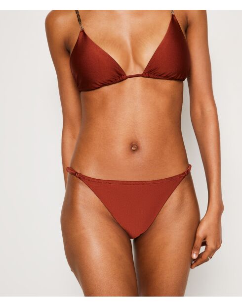 Bas de bikini bresilien nouette Strap swim marron
