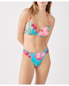 Tanga hibisco con estampado verde azulado