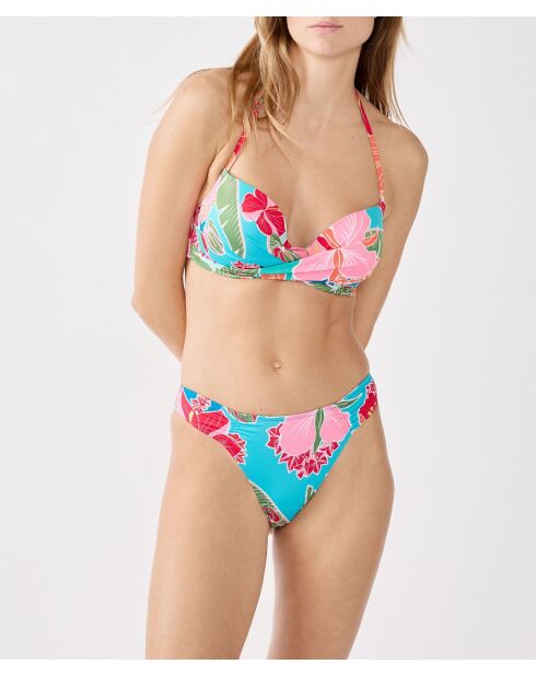 Hibiscus-string met blauwgroene print