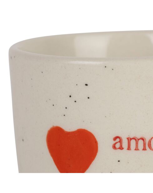 Gobelet Famille blanc motif coeur rouge - 15 Cl