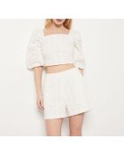 Ecrufarbene bestickte Shorts Ulys