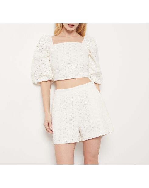 Ecrufarbene bestickte Shorts Ulys