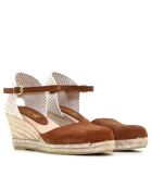 Sandales compensées Nuria daim marron - Talon : 6,5 cm