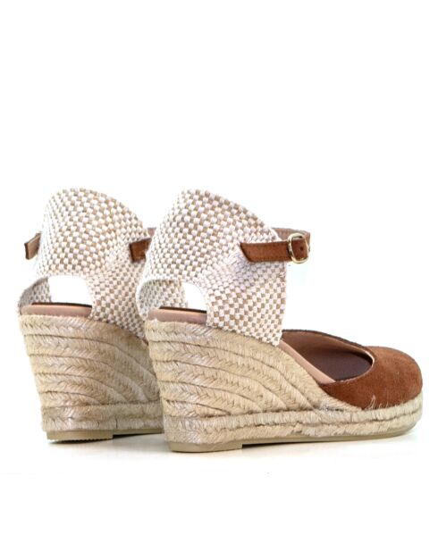 Sandales compensées Nuria daim marron - Talon : 6,5 cm