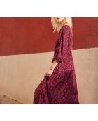 Bonnie-jurk met paarse achtergrondprint