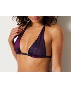 Soutien-gorge triangle sans armature et sans coque Hipster imprimé fond violet.