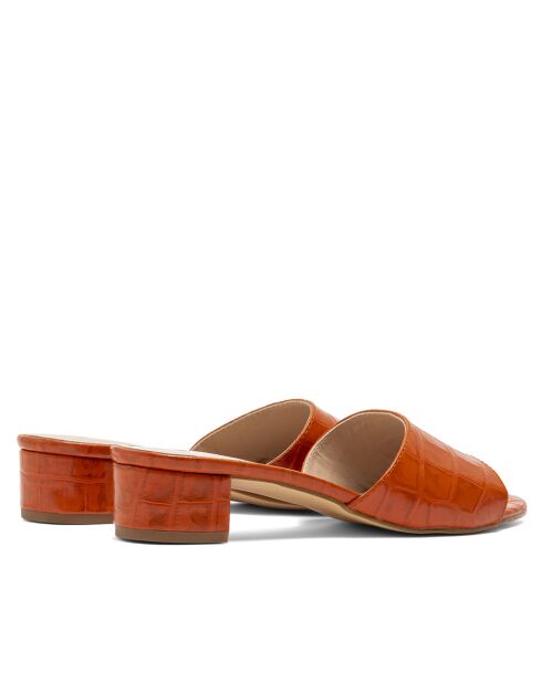 Mules à talon CA-264 texturé effet coco orange
