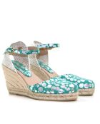 Sandales compensées Nuria à pois verts - Talon : 6,5 cm