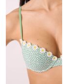 Klassischer Push-up-BH mit Bügel und Muschel, Anchusa-Print auf weißem Hintergrund