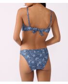 Annie patchwork blauwe bedrukte bh met hoofdband zonder beugel en schelp