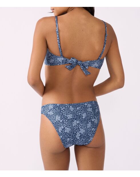 Annie patchwork blauwe bedrukte bh met hoofdband zonder beugel en schelp