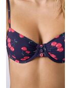 Klassischer BH mit Bügel ohne Schale Velvet Red Prints auf Marineblau