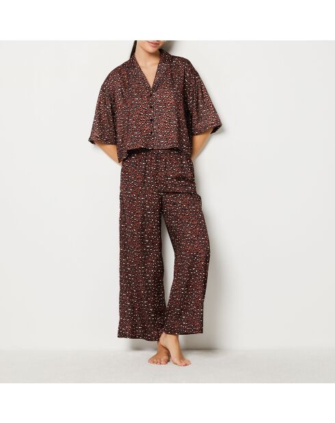 Lunah-broek met bruine achtergrondprint