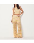 Pantaloni lunghi lunghi, sfocati, svasati e fluidi di colore giallo del sol b sun