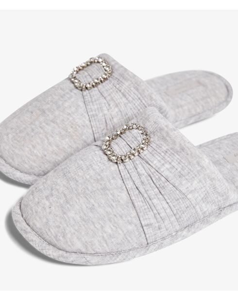 Lichtgrijze strassy-muiltjes