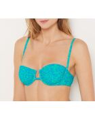 Klassischer BH Manzania ohne Bügel und ohne Muschel, blaugrüner Aufdruck