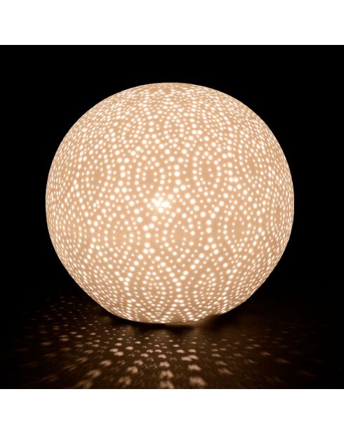 Lampe boule Dentelle blanche - D21 cm