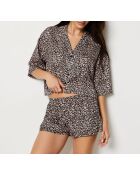 Leon korte broek met blauwgroene print