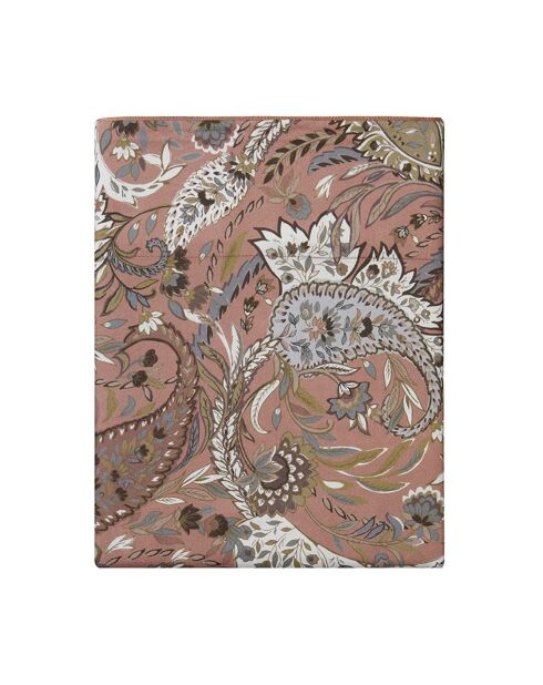 Lenzuolo piatto Zadig in raso di cotone biologico stampato marrone terracotta