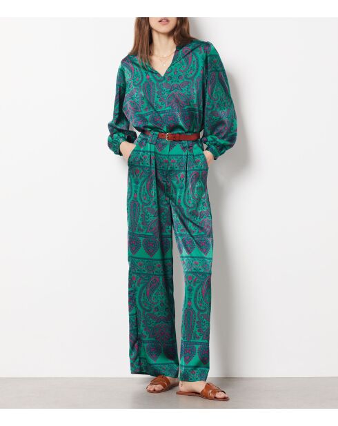 Voice-broek met groene achtergrondprint