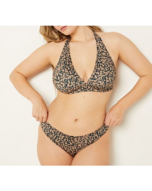 Idyllische bruine en zwarte triangelbeha met beugel en zonder schelp