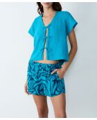 Edna eendenblauwe korte broek