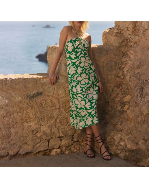 Capucine jurk met groene achtergrondprint