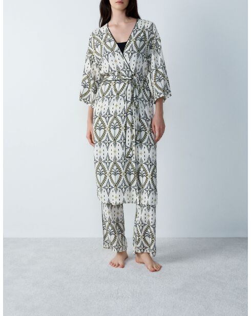 Negligé met nytro-print in wit