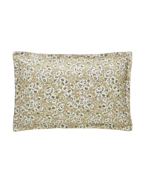 Federa per cuscino in raso di cotone biologico con stampa Blossom moon beige