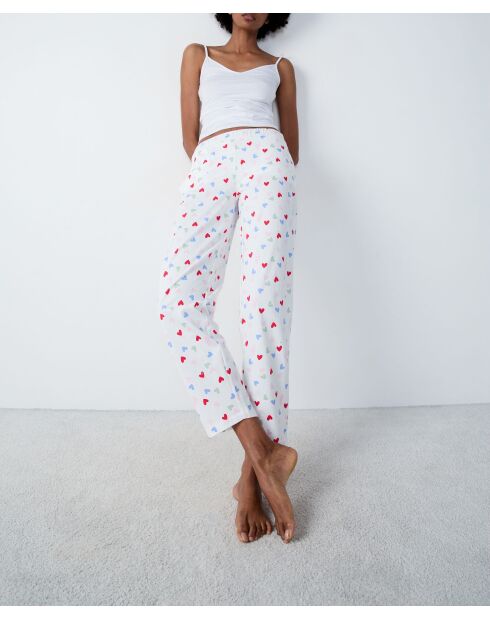 Ecru broek Pabou met hartjespatroon
