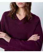 Maglione Gilda cassis con scollo a V