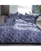 Lenzuolo piatto Shalimar in raso di cotone biologico stampato blu marino