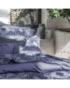 Lenzuolo piatto Shalimar in raso di cotone biologico stampato blu marino