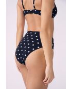 Bikinibroekje met hoge taille en zwarte achtergrondprint