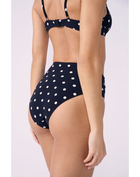 Bikinibroekje met hoge taille en zwarte achtergrondprint