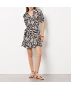 Angelina jurk met zwarte achtergrondprint