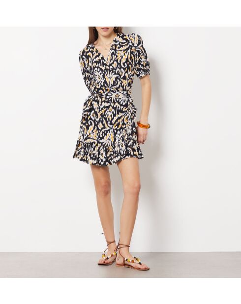 Angelina jurk met zwarte achtergrondprint