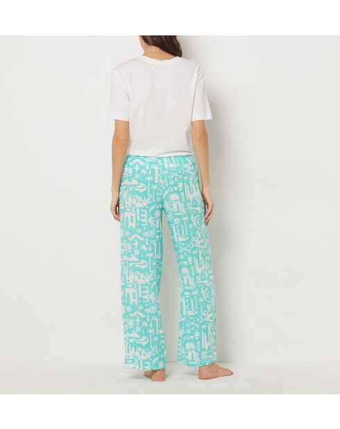 Gianna-broek met turquoise achtergrondprint