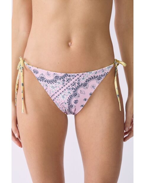 Arizonalove Bikinihose mit Bindeband und rosafarbenem Hintergrunddruck