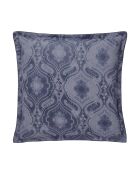 Federa stampata in raso di cotone biologico Shalimar blu marino