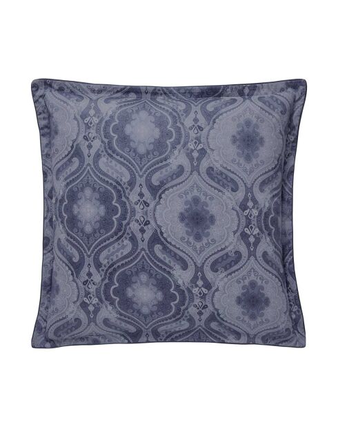 Federa stampata in raso di cotone biologico Shalimar blu marino