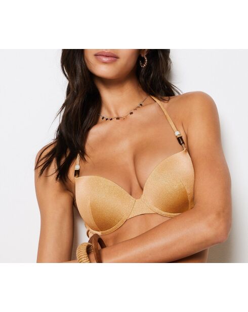 Idyllische gouden klassieke push-up bh met beugel en schelp