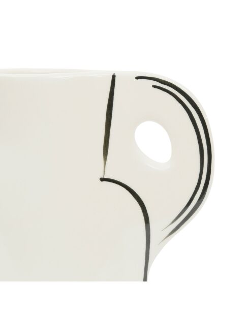 Vase pichet Lumi écru et noir - 19 x 24 cm