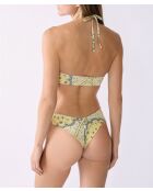 Arizonalove Doppelseitiger ungepolsterter Stirnband-BH mit gelben und rosafarbenen Hintergrunddrucken