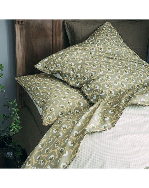 Federa Tresor verde con stampa in percalle di cotone